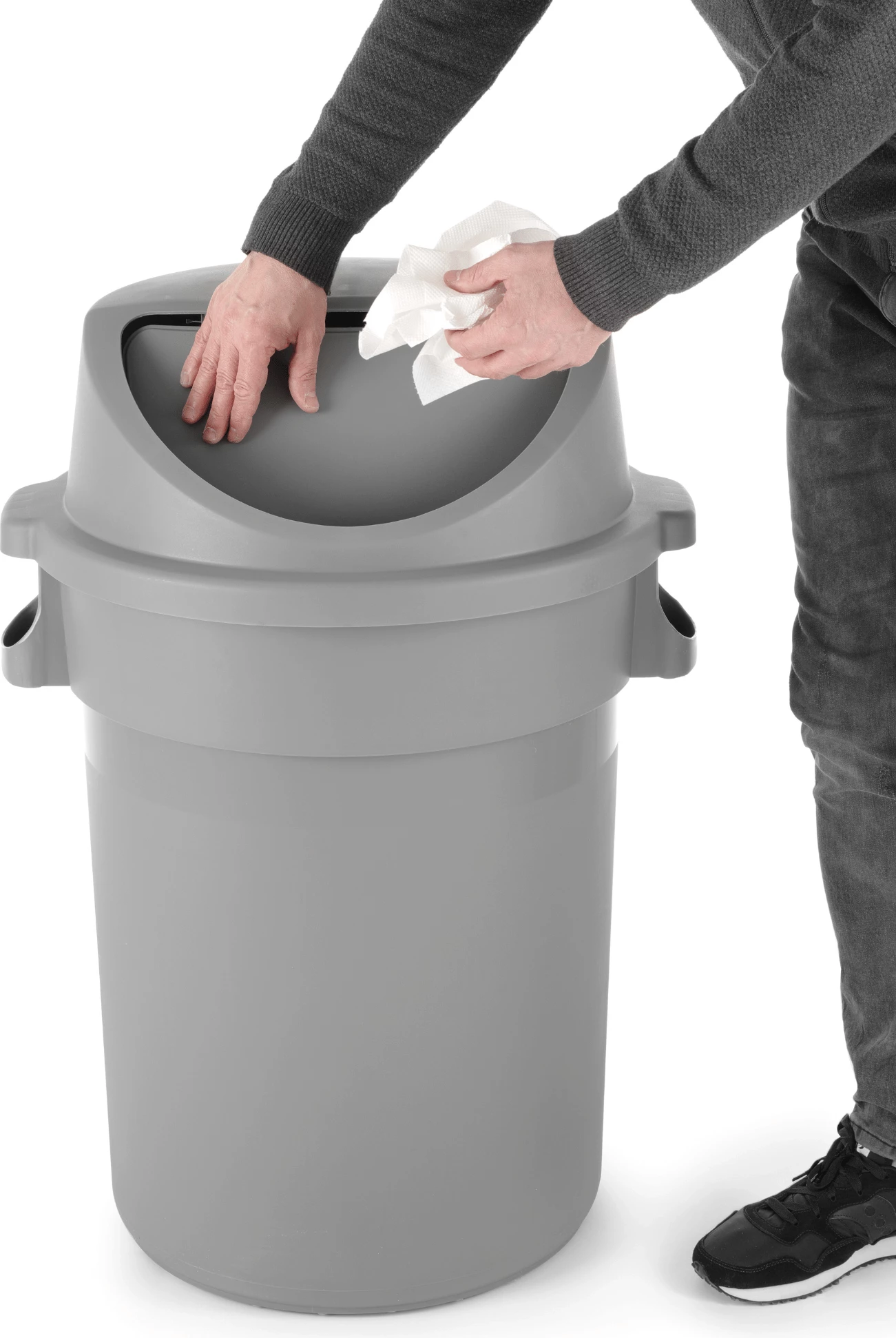 kosh mbeturinash i rrumbullakët, Amerbox, 80 L, 550x490 mm, plastike, gri