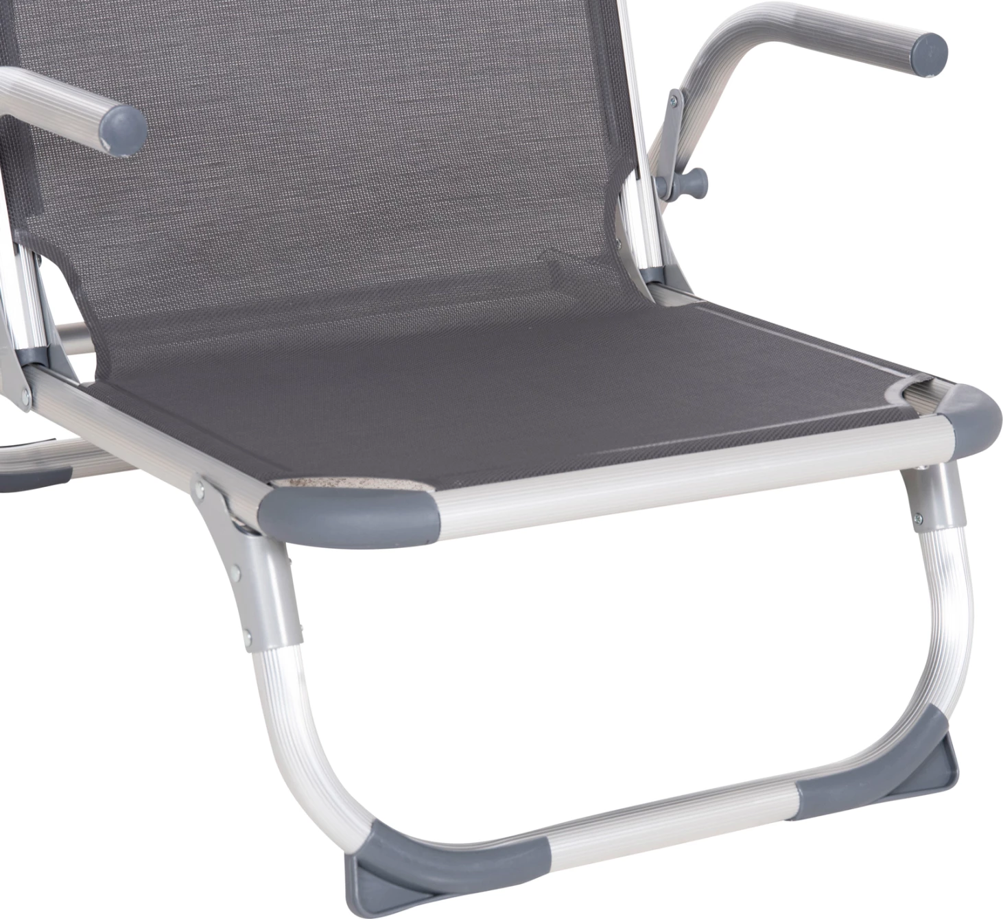 Karrige plazhi e palosshme, alumin i fortë, tekstilene gri, shpinë e lartë, Almira FH5053.10, 55x71x66cm