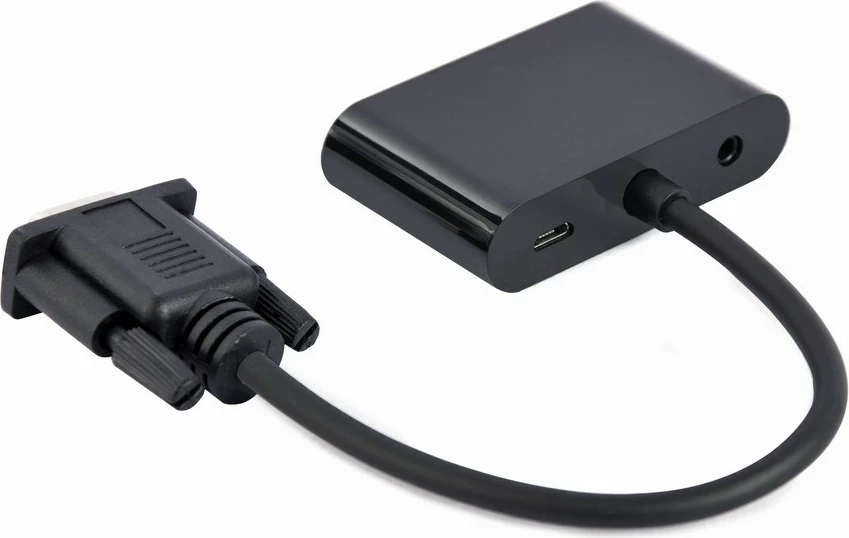 Përshtatës Gembird VGA-HDMI+VGA, 0.15 m, e zezë