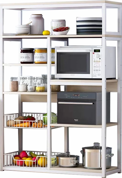 Raft dyshemeje Leena metalik, ngjyrë bardhë-natyrale, 80x30x142cm