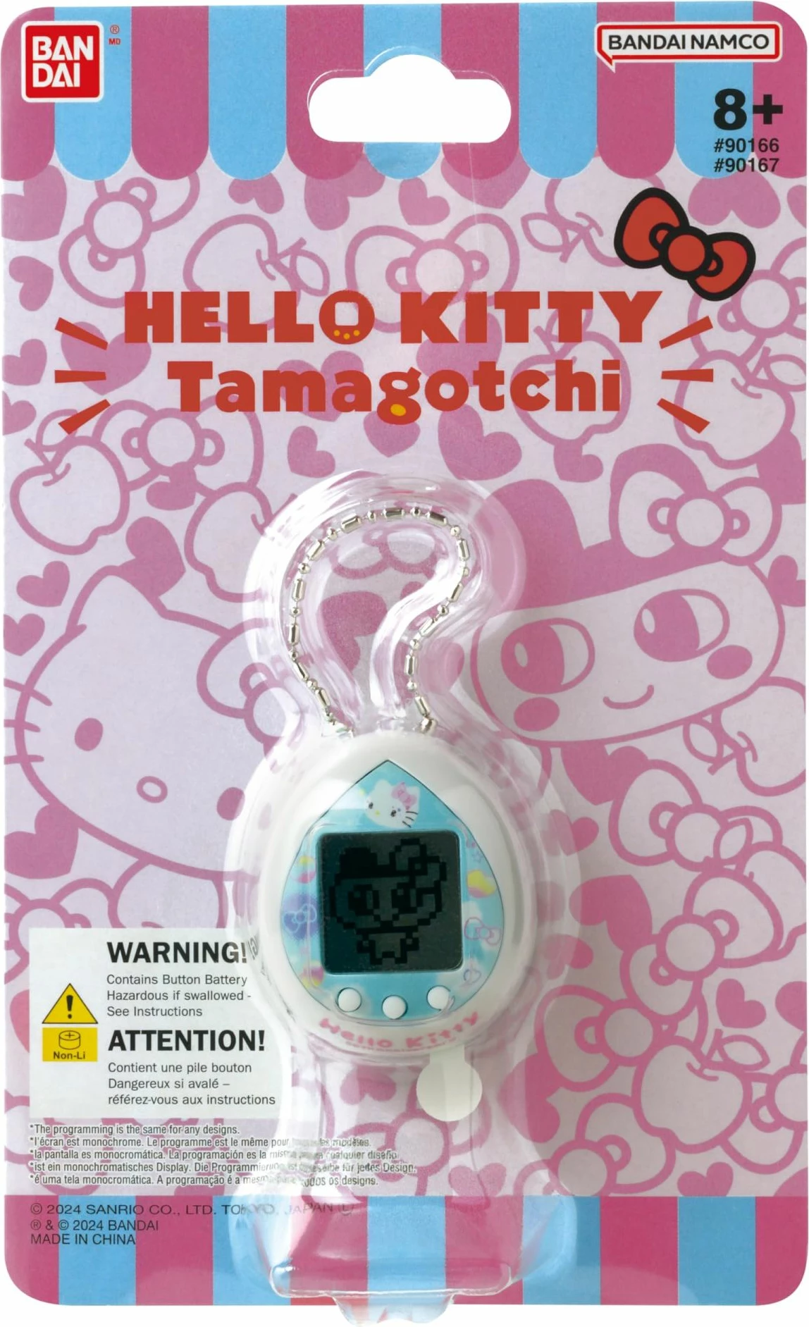 Lodër virtuale Tamagotchi Nano Hello Kitty 50th Anniversary, me mini-lojëra dhe zinxhir, Sky Blue