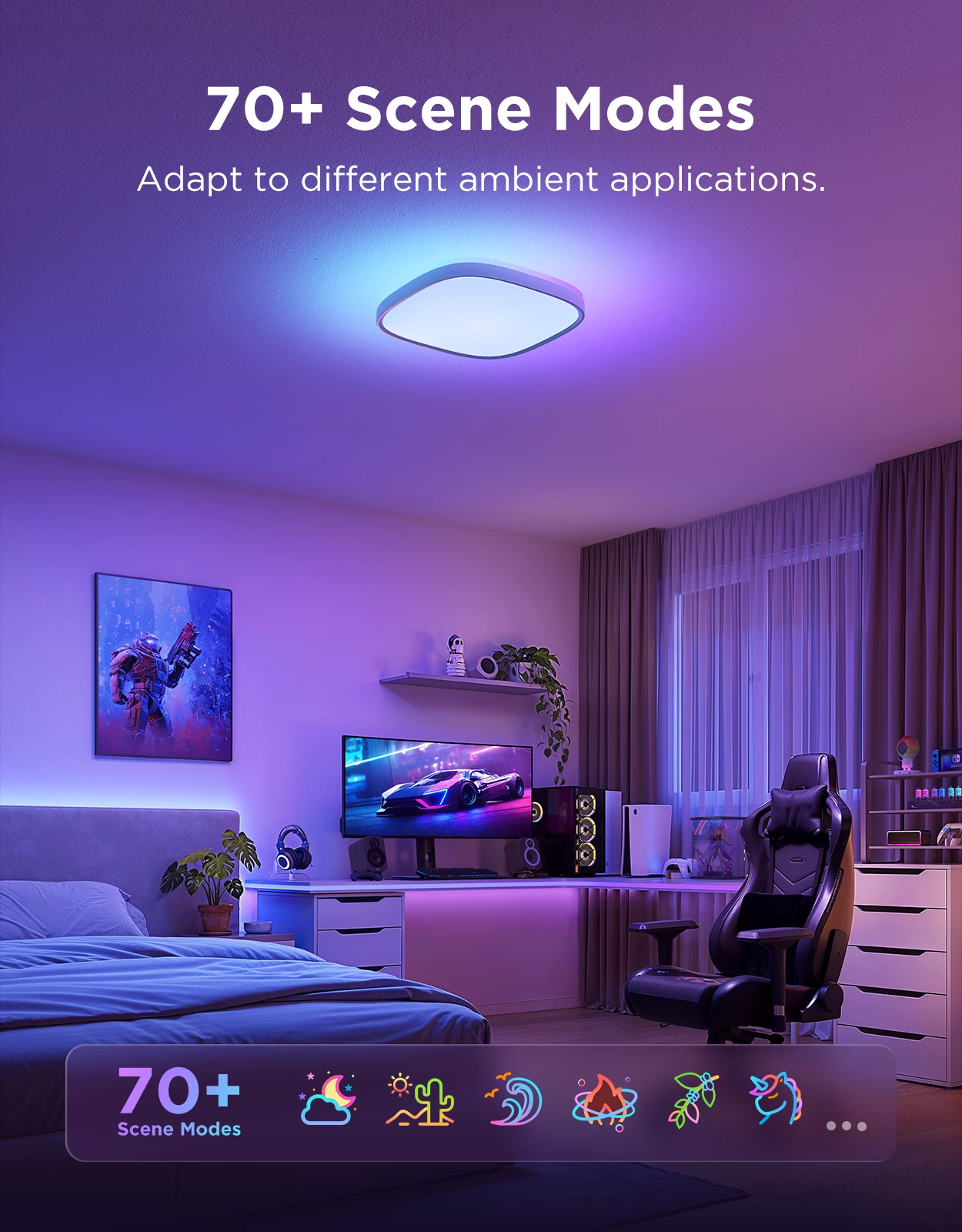 Dritë tavanore smart Govee Square Ceiling Light RGBWW + RGBIC 30 cm, e bardhë