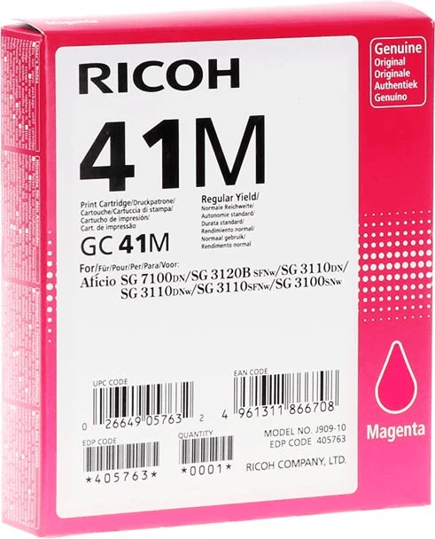 kartrixh bojë, Ricoh, GC41M / 405763, 2200 faqe, magenta