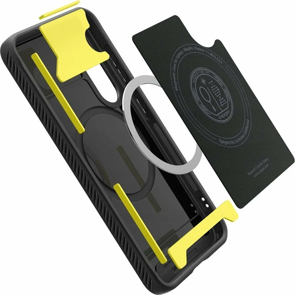 Mbështjellës Spigen Rugged Armor Mag MagSafe për Samsung Galaxy S25, TPU i fortë, i hollë, i zi matte