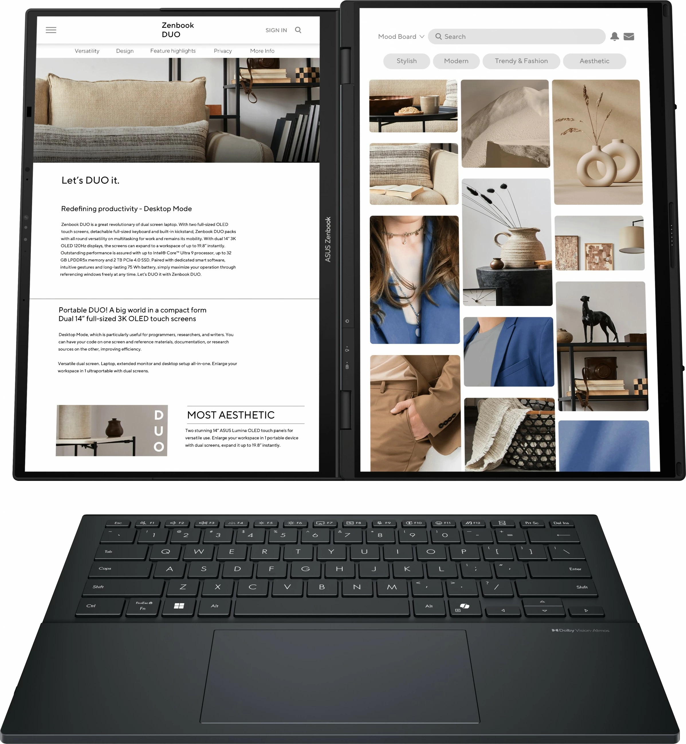 Kompjuter ASUS Zenbook Duo UX8406CA-PZ195X, Core Ultra 9 285H, 32GB/2TB, 14" OLED Touch, Win11 Pro