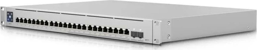 Switch Ubiquiti USW-Enterprise-24-PoE, 24 porta PoE, 2 SFP+ 10G, për RACK 19"