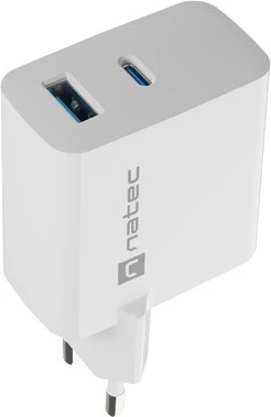 Karikues Natec Ribera GaN 45W me USB-A dhe USB-C, i bardhë