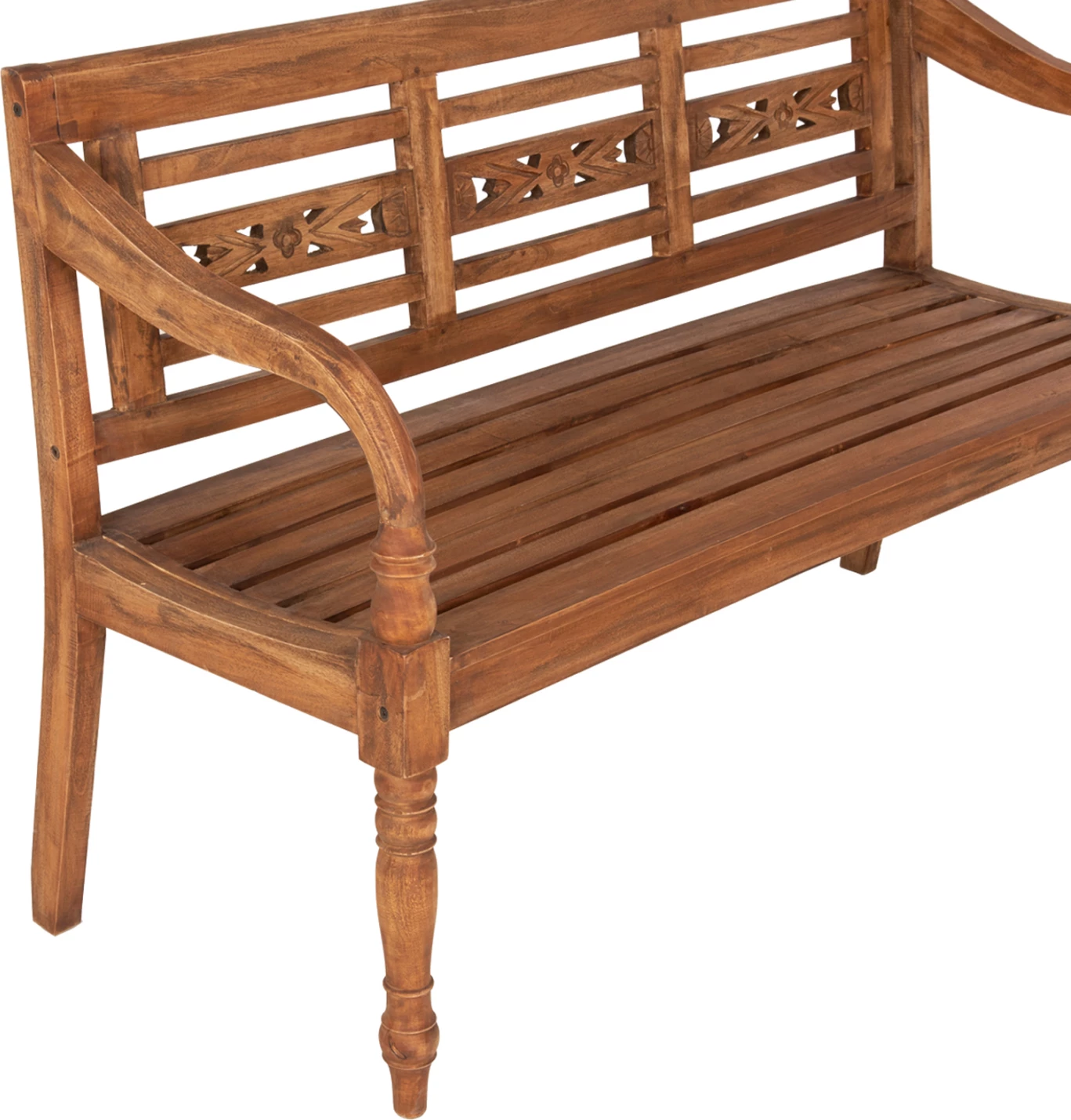 Stol për jashtë FH7903, dru mahagoni, natyral, me mbështetëse dhe krahë, 148x54x90H cm