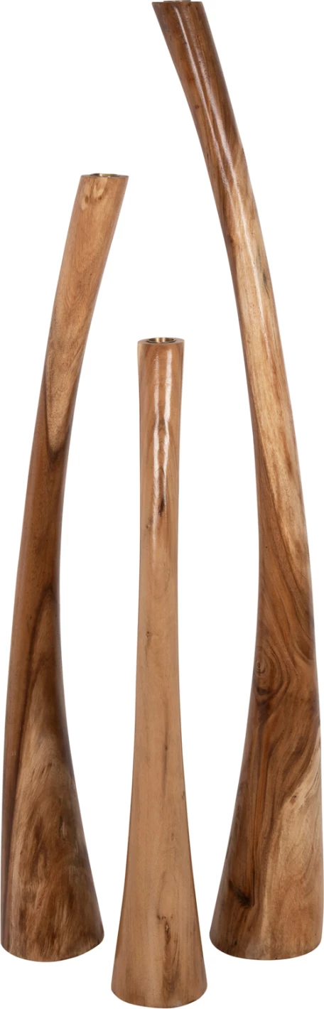 Set 3 copë shandanë dyshemeje, dru suar natyral, 150-125-100cm