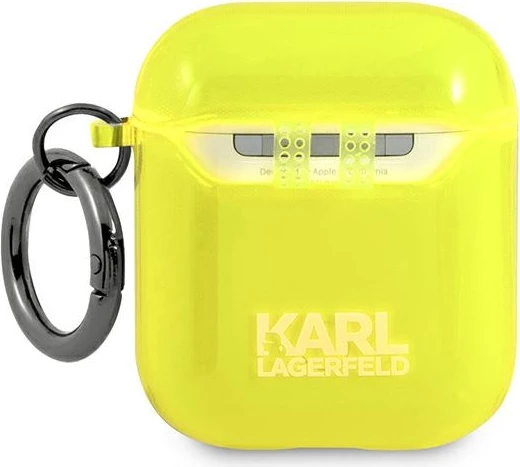 Mbështjellës Karl Lagerfeld KLA2UCHFY për AirPods 1/2, Choupette, e verdhë, me unazë