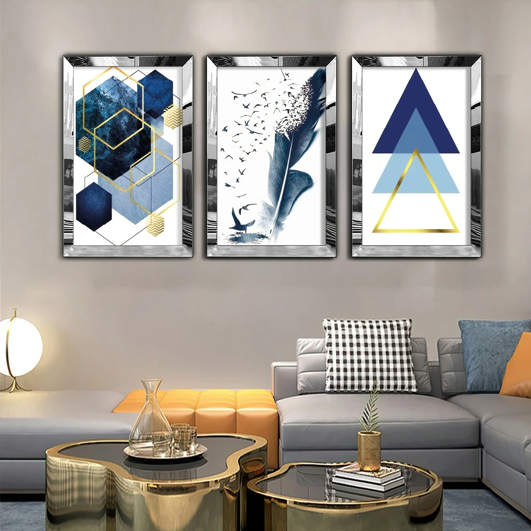 Pikturë dekorative MDF-Plexiglass (3 copë), Wallity, Huhu410, 40x60cm