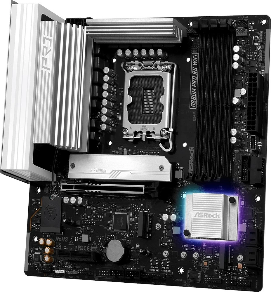 Pllakë amë ASRock B860M Pro RS WiFi, micro ATX, Socket 1851, 256 GB, e zezë