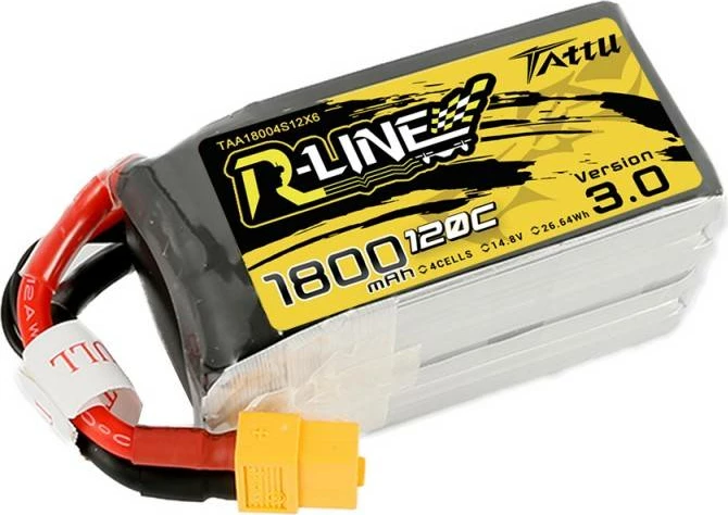 Bateri LiPo Tattu R-Line Version 3.0, 1800mAh, 14.8V, 120C, XT60