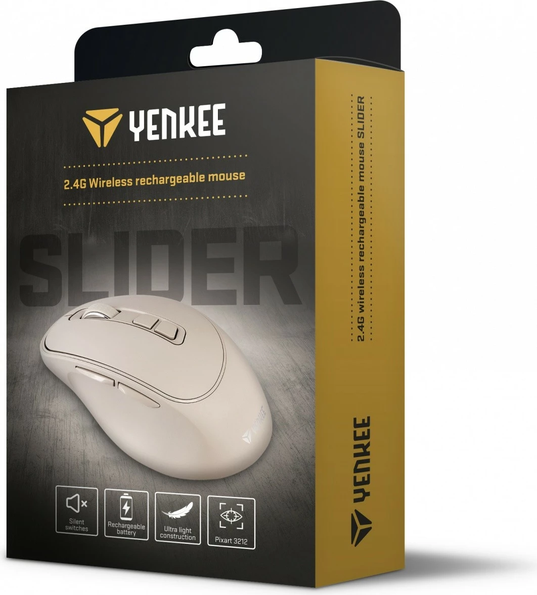 Maus wireless YENKEE SLIDER YMS 2080BG, 2400 DPI, 6 butona, Bezhe