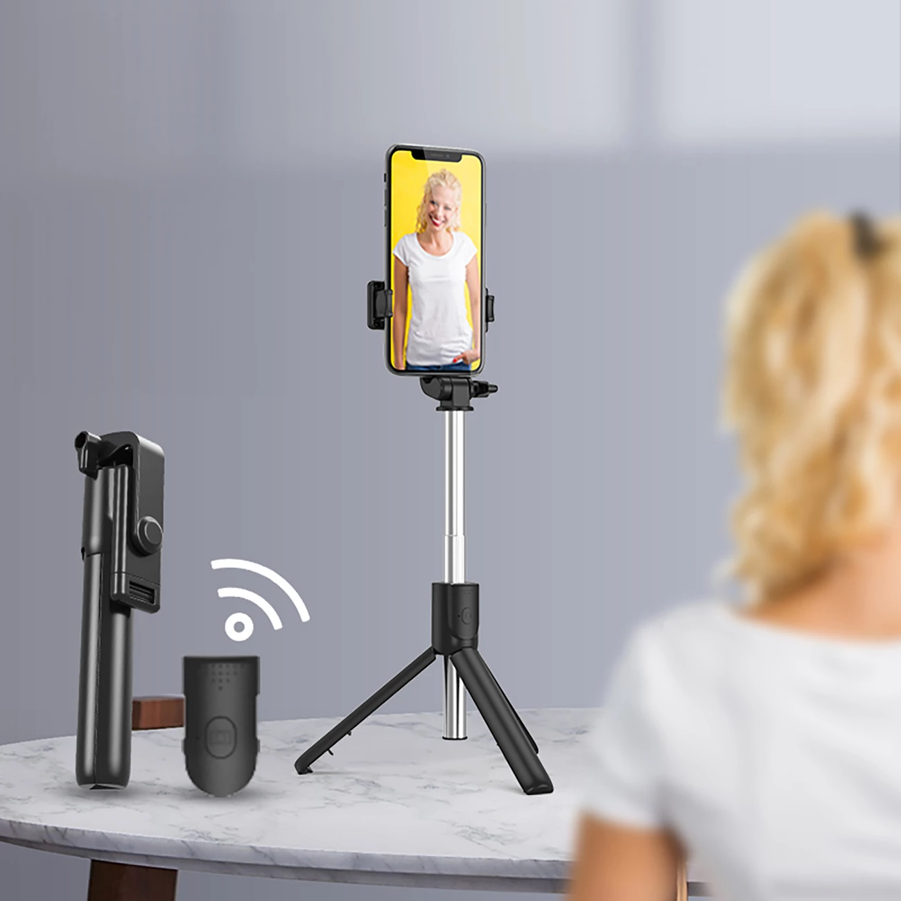 Selfie stick Hurtel WRY1S me tripod, për telefon, 67 cm, e zezë