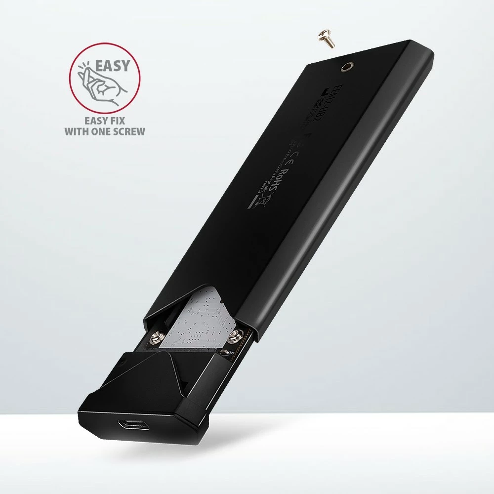 Kasë e jashtme AXAGON EEM2-UB2 për M.2 NVMe SSD, USB-C 3.2 Gen 2, e zezë