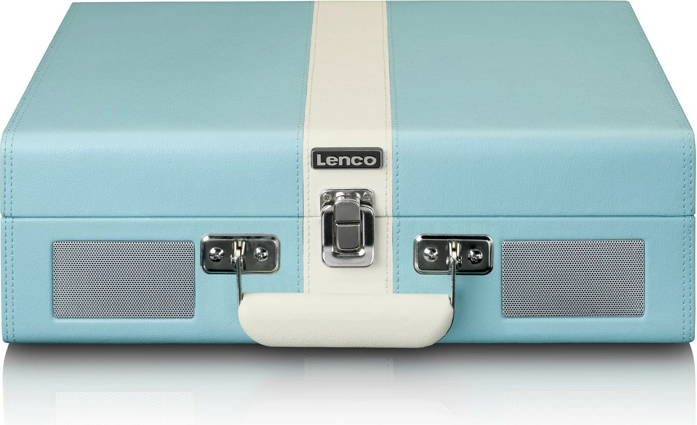 Gramafon Lenco TT-110, Bluetooth, 2 altoparlantë, ngjyrë blu/bardhë