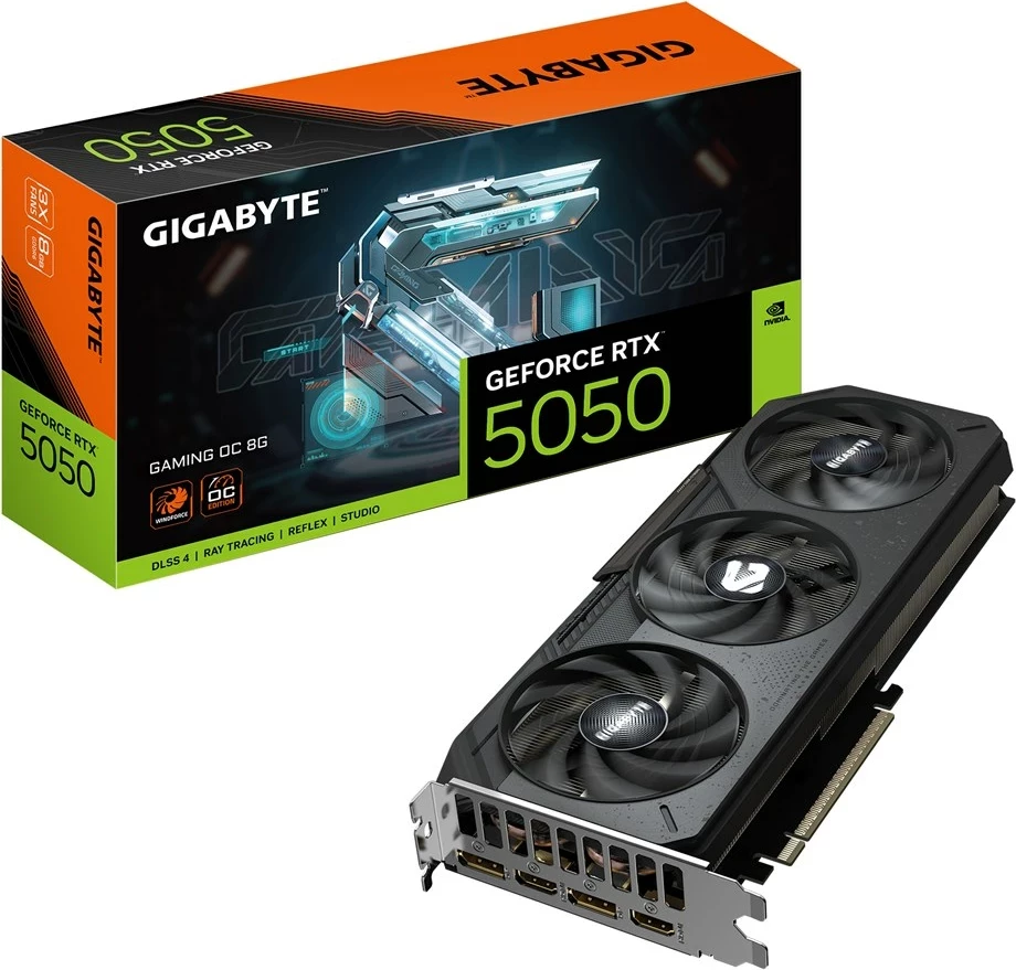 Kartelë grafike Gigabyte GeForce RTX 5050 GAMING OC 8G, 8GB GDDR6, PCI-E 5.0, E zezë