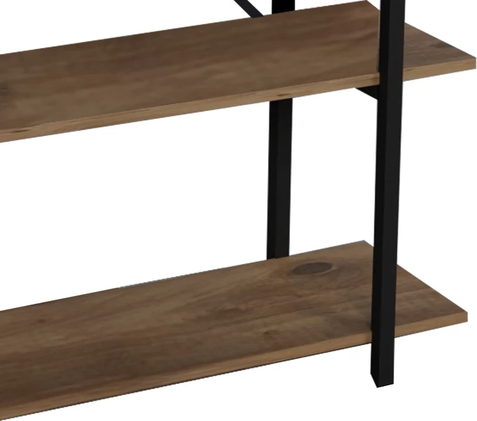 Raft librash Reson, melaminë ngjyrë lisi-metal i zi, 120x34x180cm