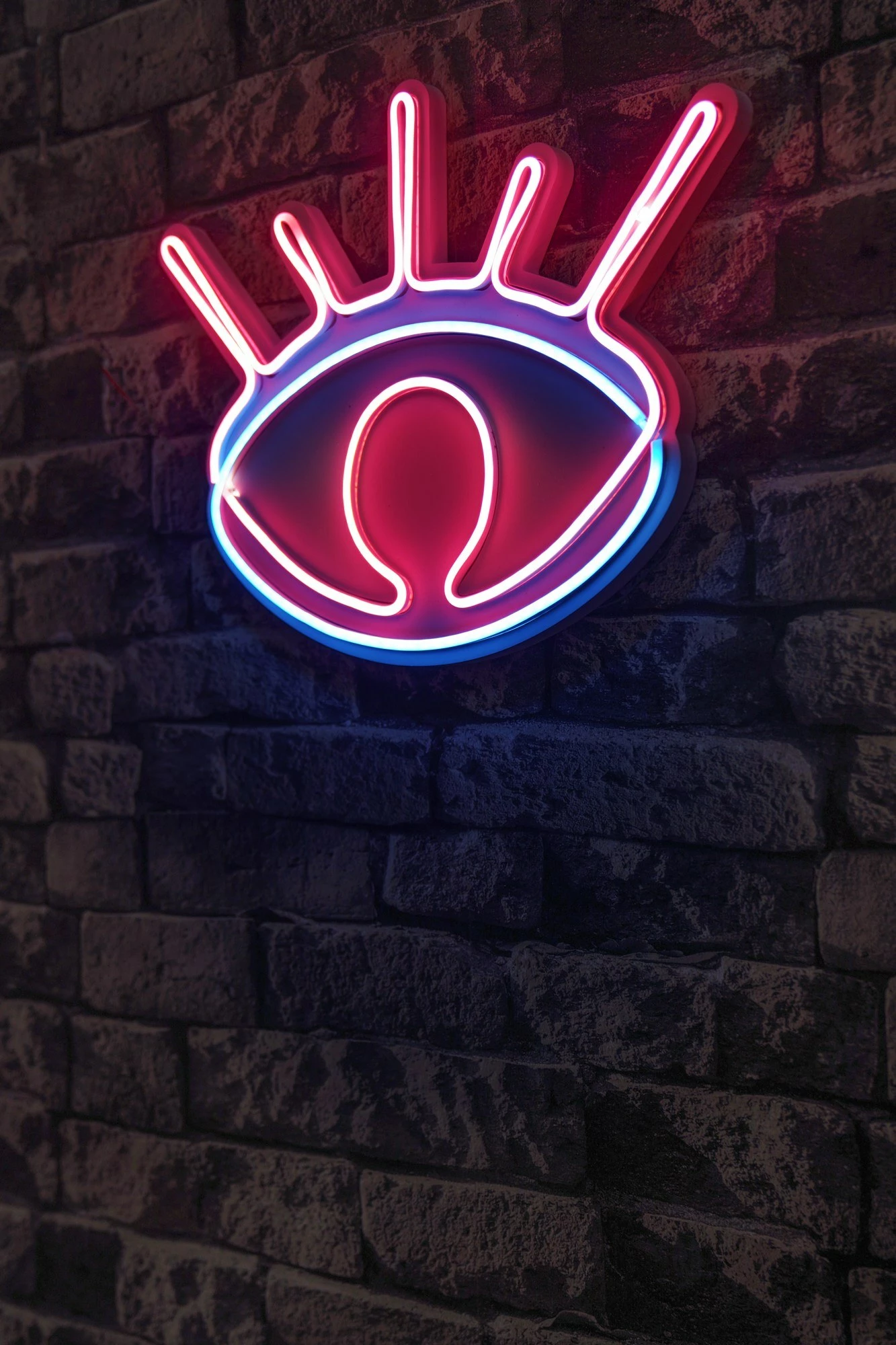 Dritë dekorative plastike LED, syri i keq, rozë-blu