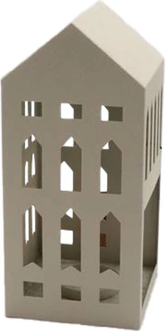 Dekor për qiri, Krishtlindje, metal, bezhë, 11x11x23.5cm