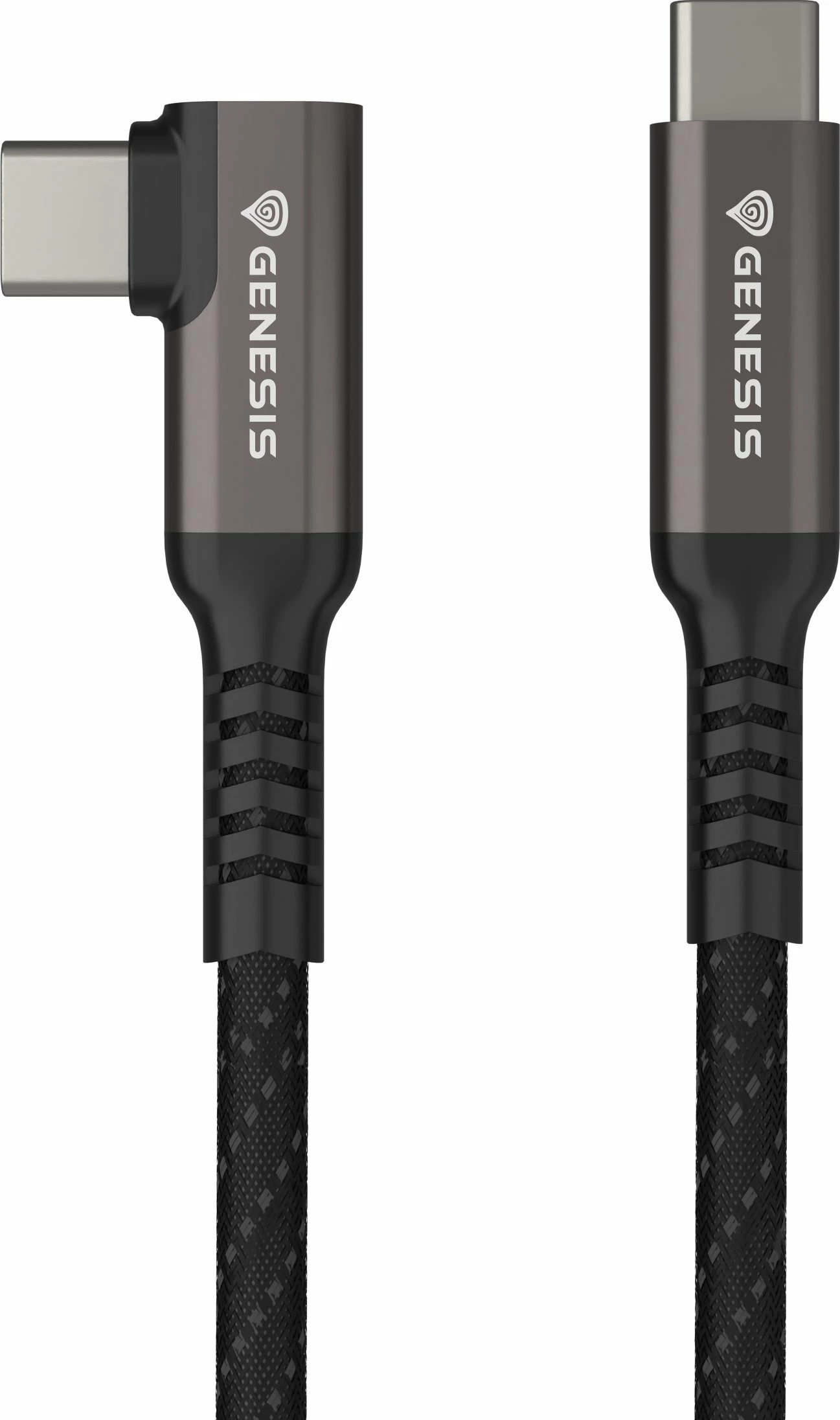 Kabëll USB-C GENESIS NVC-2218, 3 m, USB 3.2 Gen 2, 60W, 10 Gb/s, prizë këndore, me 2 shirita Velcro, zi