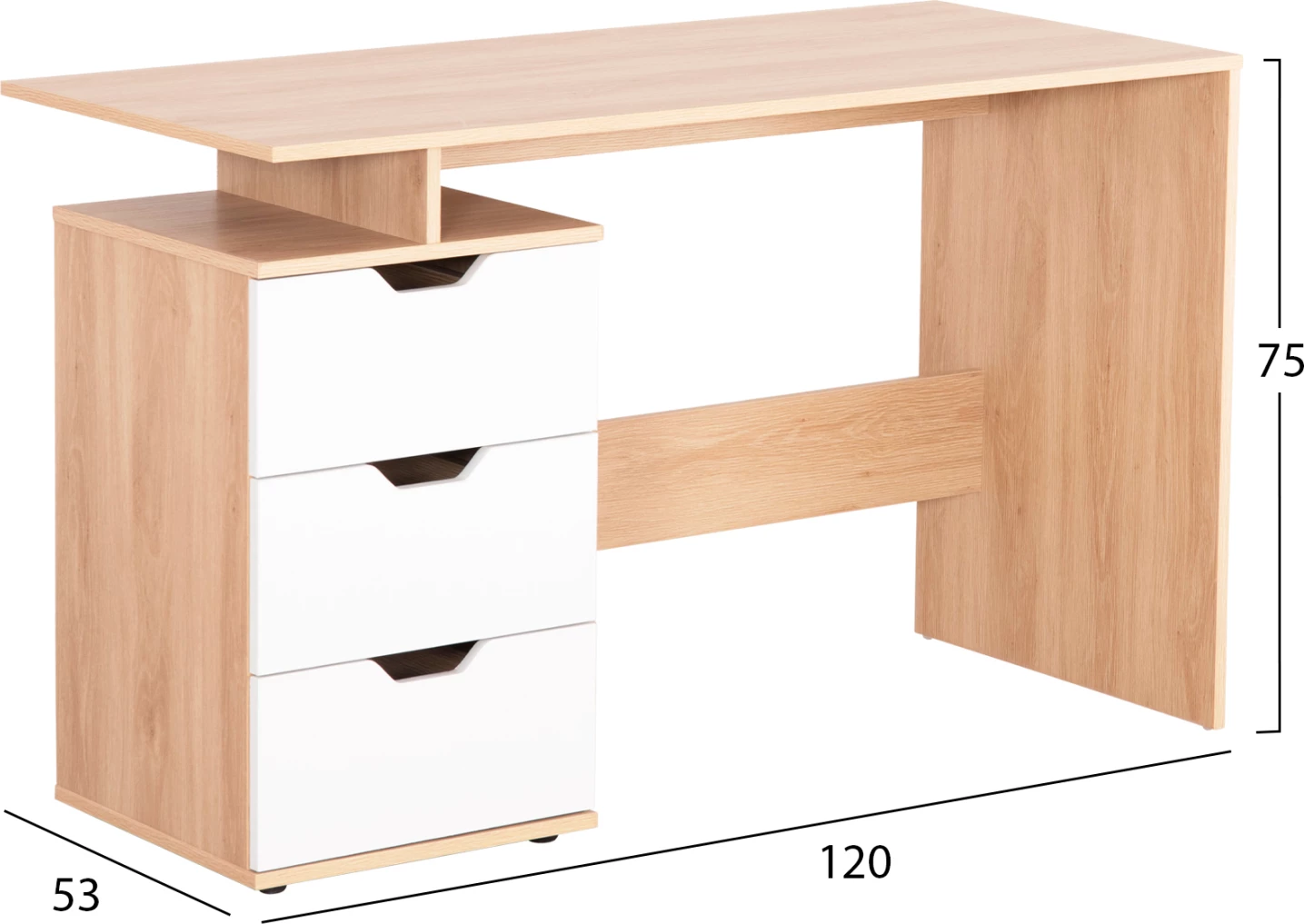 Tavolinë me sirtarë COLT FH18291 melaminë, sonama-bardhë, 120x53x75H cm