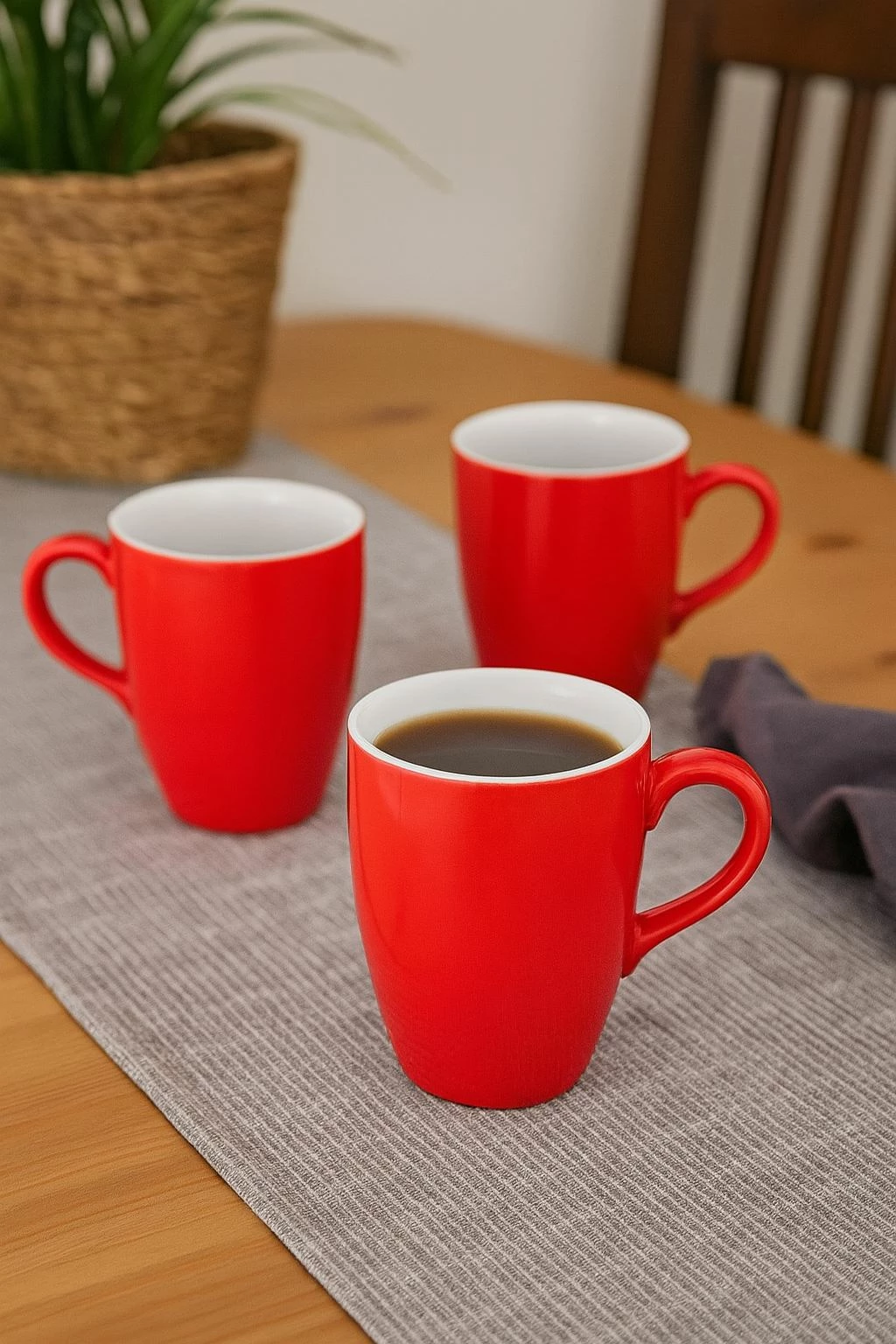 Set filxhanësh porcelani, ngjyrë e kuqe, Hermia, LimaMug6K, 6 copë