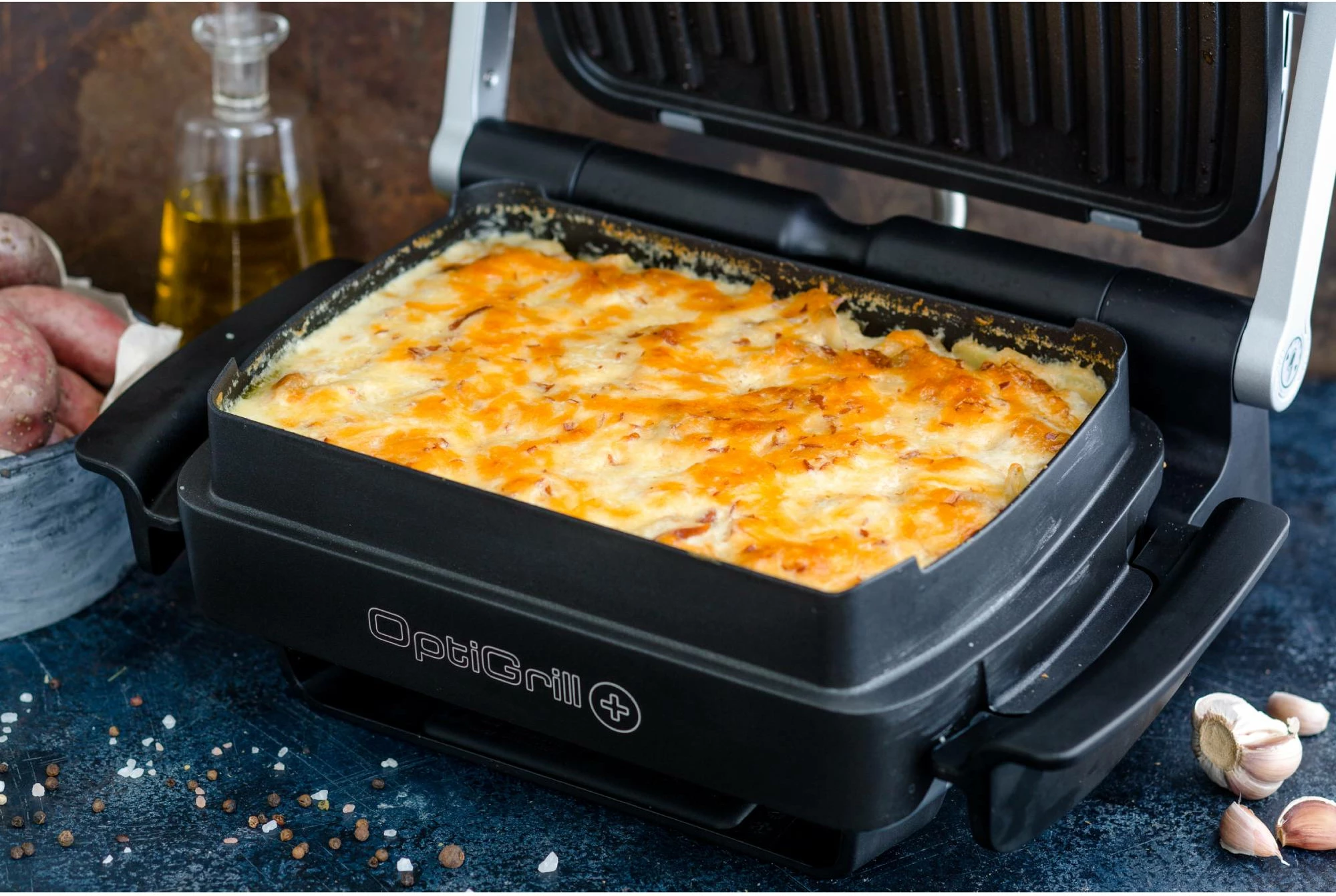 Grill elektrik Tefal OptiGrill+ XL GC724D12 2000 W, 9 programe, inox/e zezë