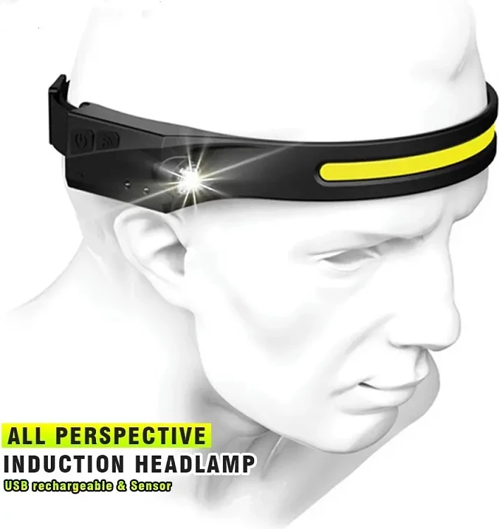 Llambë koke LED Hurtel WLCHL03 me sensor lëvizjeje, 1200 mAh, USB-C, e zezë