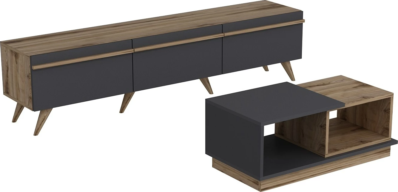 Set mobiljesh për dhomë dite, Skye Decor, Amsterdam, anthracite dhe walnut