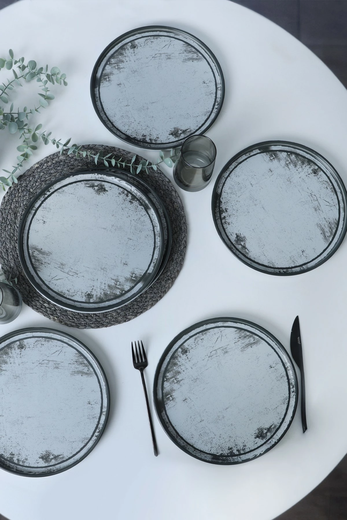 Set pjatash shërbimi (6 copë), Hermia Concept, X00018264, ngjyrë kaltër e çelët
