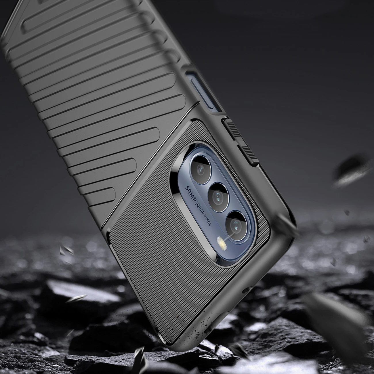 Mbështjellës Hurtel Thunder Case për Motorola Moto G62 5G, TPU, i zi