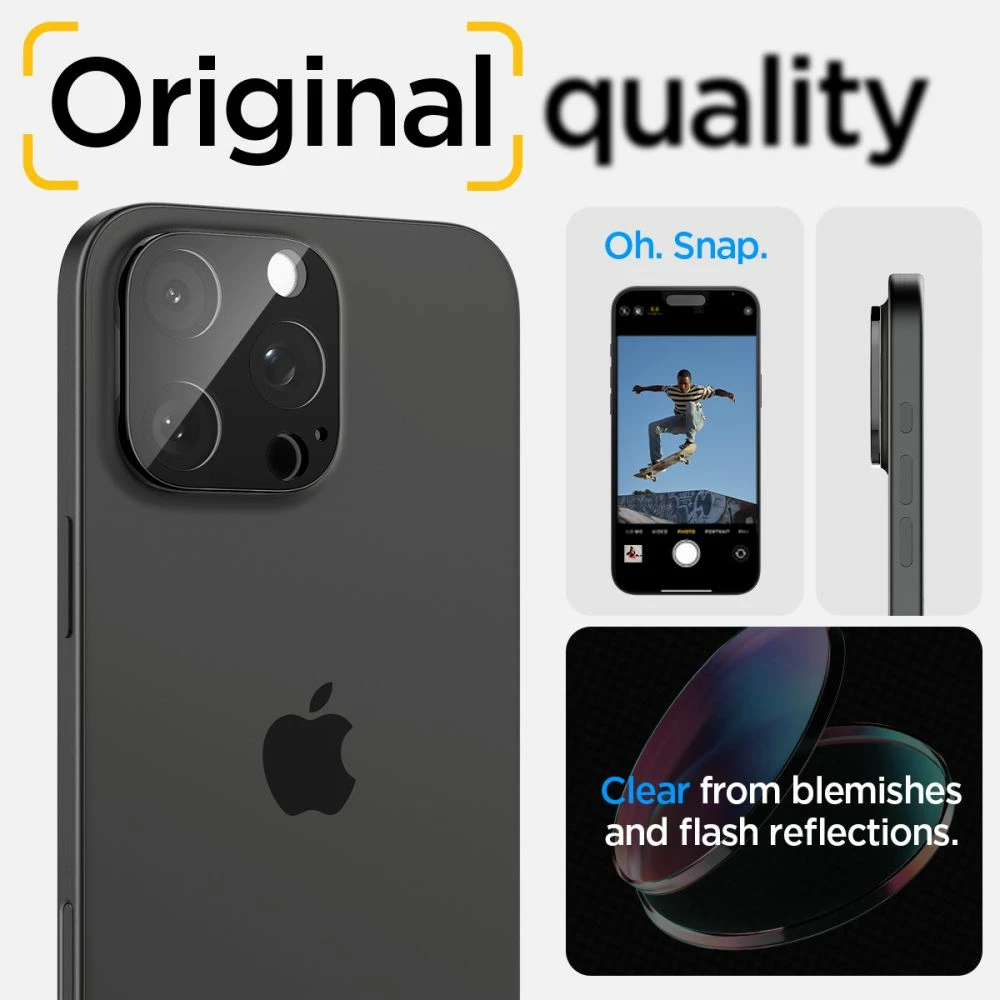 Mbrojtës lentesh kamere Spigen Optik.TR (xham i temperuar 9H) për iPhone 14 Pro/14 Pro Max/15 Pro/15 Pro Max/16 Pro/16 Pro Max, zi, 2 copë