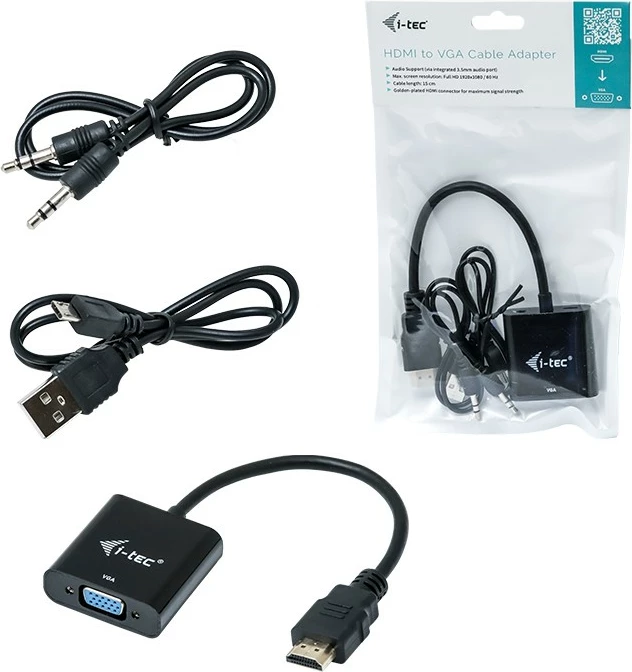 Adapter kabllo HDMI në VGA I-Tec, 0.15m, Full HD, i zi