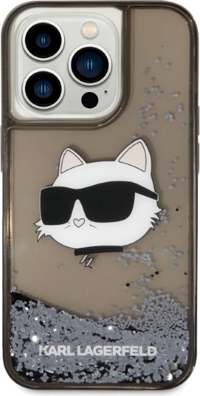 Mbështjellës Karl Lagerfeld KLHCP14LLNCHCK për iPhone 14 Pro 6.1", Glitter Choupette, zi