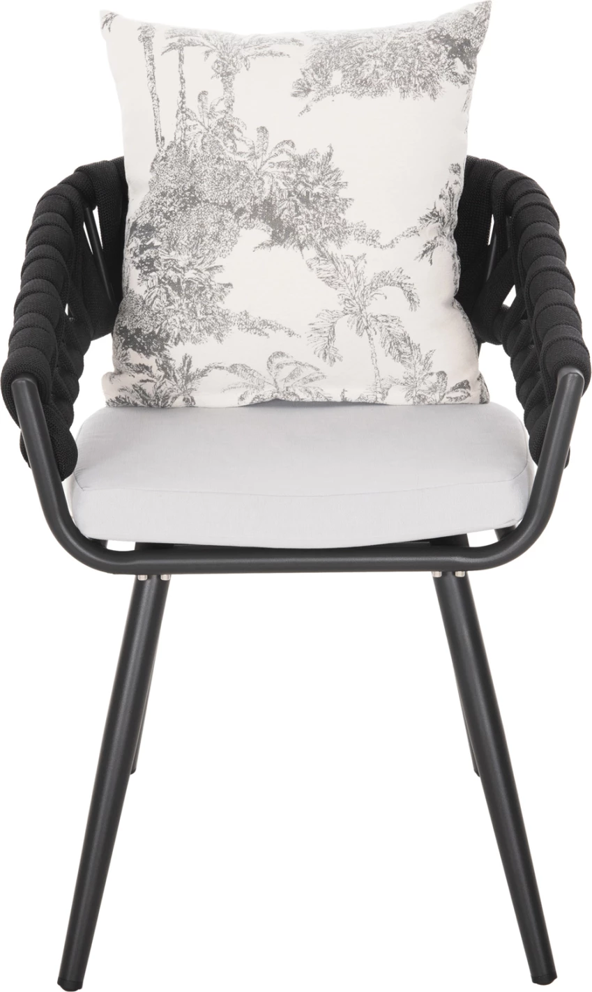 Karrige alumini CAMDEN FH6141.01 jastëk mbrapa ngjyrë ecru me dizajn print-antracit 56x60x72-87Hcm