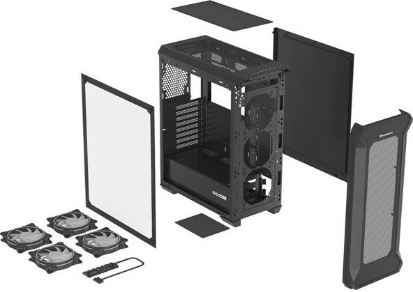 Kasë Genesis Irid 505 V2 ARGB, Midi Tower, 4x ARGB fan, ATX/Micro ATX/Mini ITX, e zezë