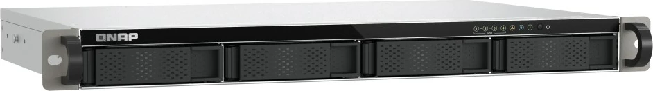 NAS QNAP TS-433eU, 4 slote, 4 GB RAM, Rack 1U, Pa disqe, Dy porta 2.5GbE, Zi