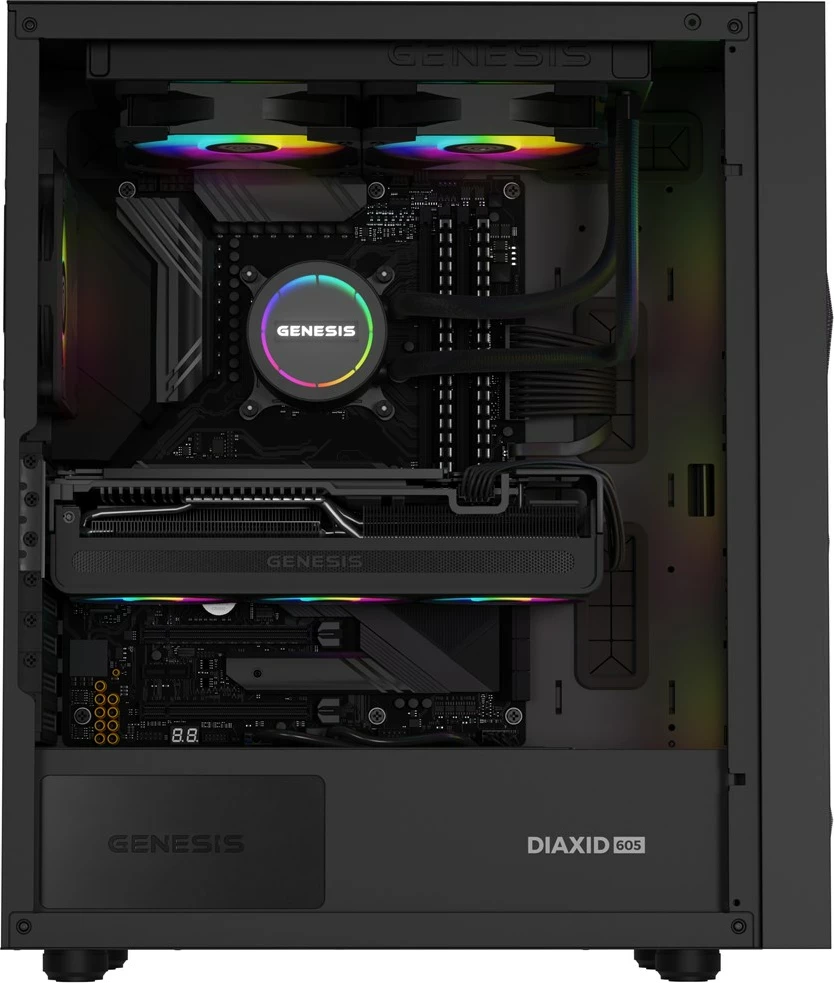 Kasë ftohëse me ujë GENESIS NLG-2319 për procesor, 2 ventilatorë, RGB, e zezë