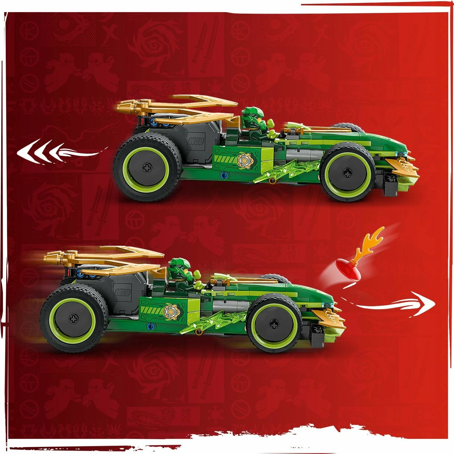 Set LEGO NINJAGO Lloyd's Pull-Back Race Car 71828, 181 copë, pull-back, jeshile/artë