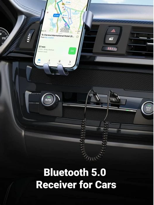 Adapter Bluetooth AUX/USB UGREEN 70601, Bluetooth 5.0, 3.5mm, me mikrofon, lidhje dy pajisje, i zi