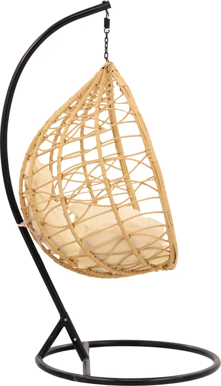 Karrige varëse Hudson, metalike, ngjyrë e zezë-pp natyrale-jastëk bezhë, 109x119x195cm