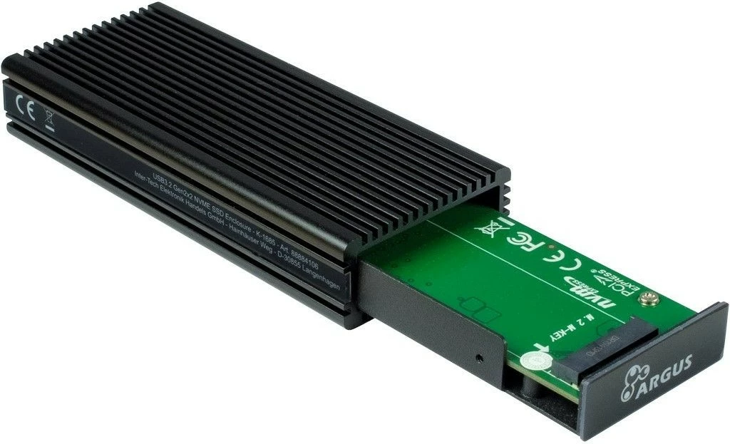 Kasë SSD Inter-Tech K-1685, M.2, 10 Gbit/s, USB, e zezë