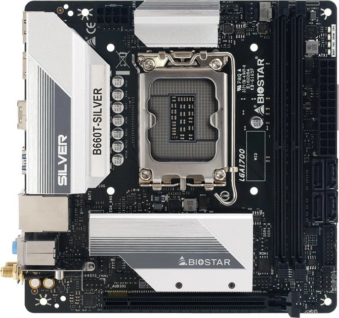 Pllakë amë BIOSTAR B660T-SILVER, Intel, LGA 1700, mini ITX, 64 GB, e bardhë
