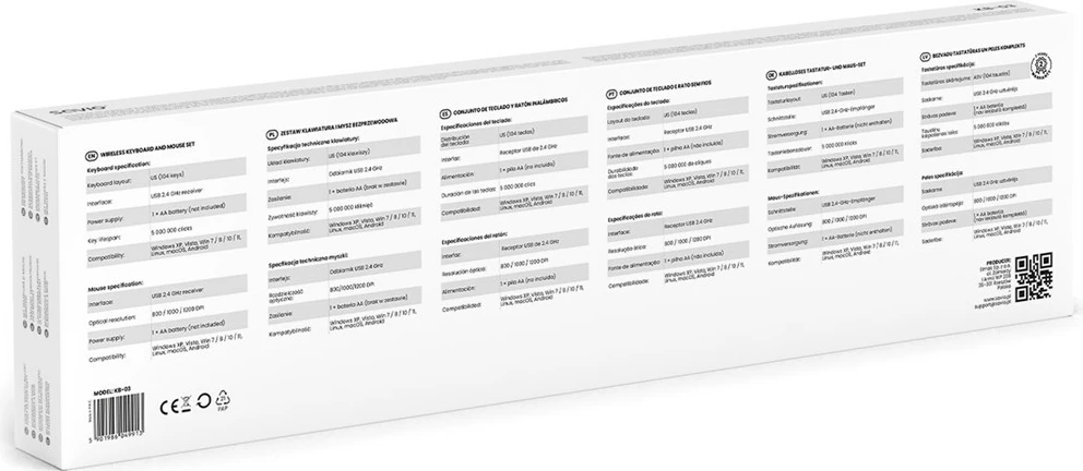 Set tastierë dhe maus wireless Savio KB-03, USB, QWERTY, Anglisht, e zezë
