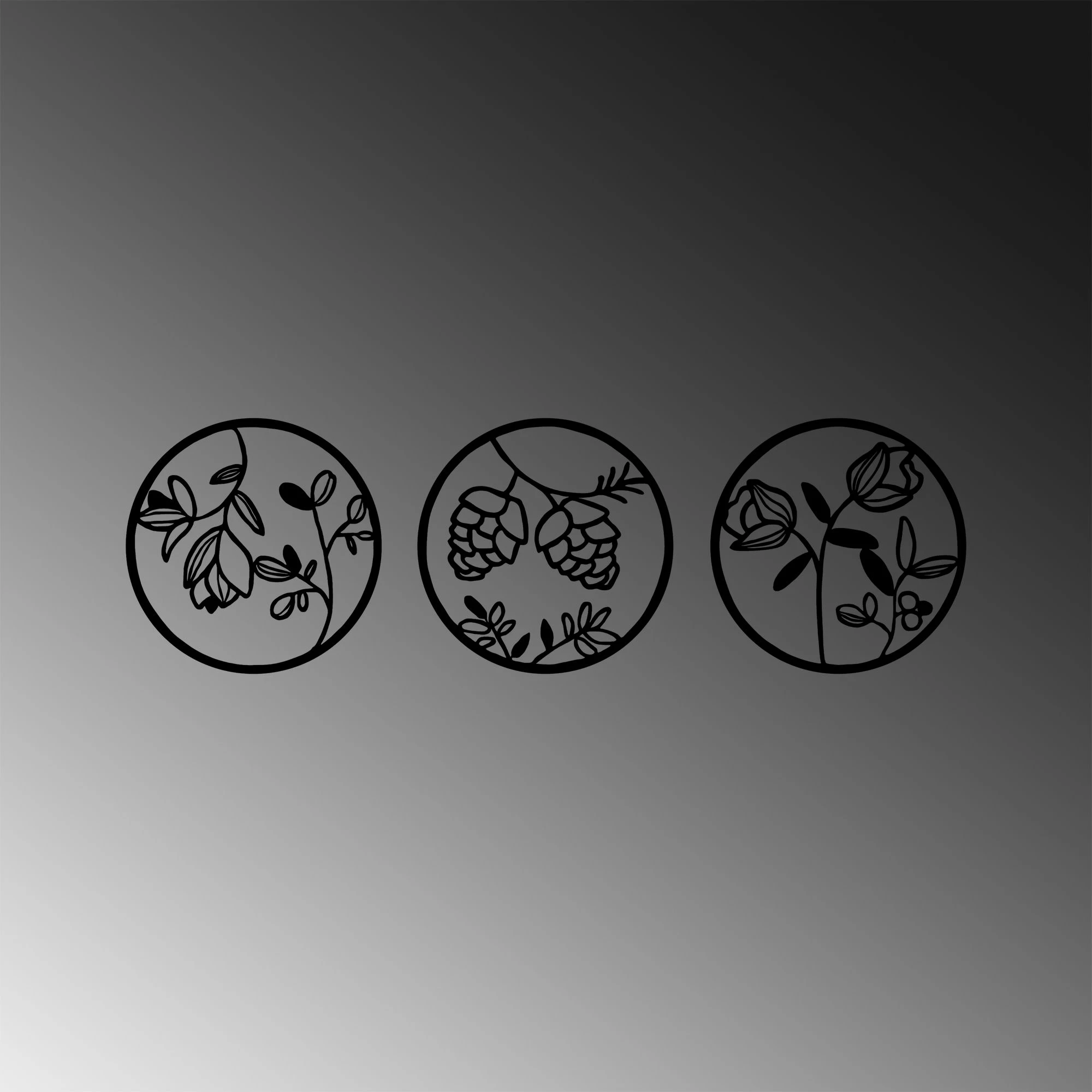 Aksesor dekorativ metalik për mur, Wallity, lule, 306 M