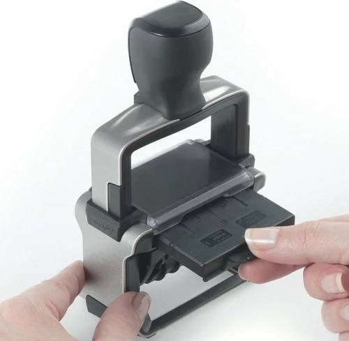 Vulë numerike Trodat 55510, metal, vetë-ngjyrosëse, 10 shifra, e zezë/çelik inox