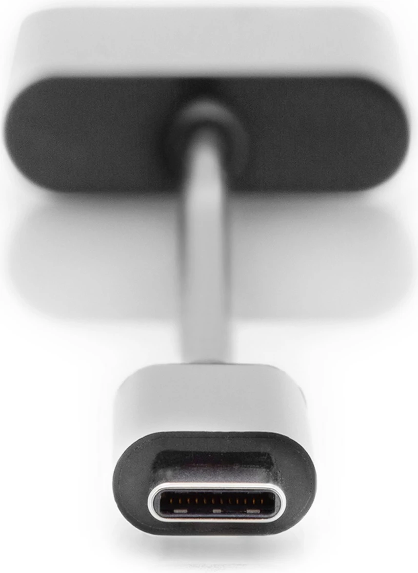 Kabllo adapter Digitus USB Type-C në 3.5mm + USB-C, 0.2m, zi