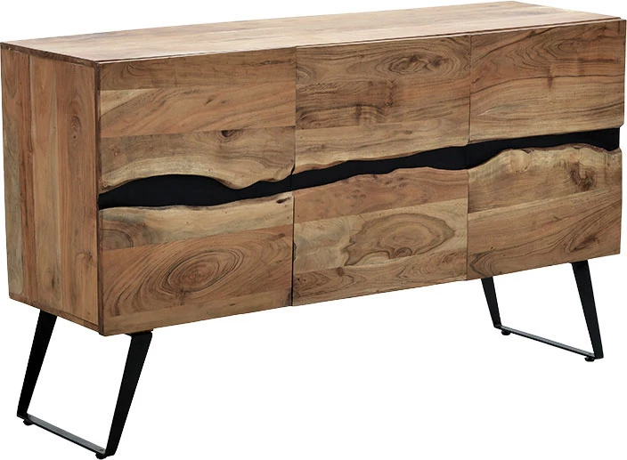 Komodinë Imena dru i fortë 4cm natyral-e zezë 148x43.5x86cm